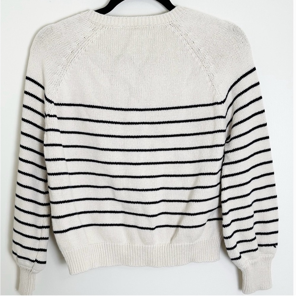 Sezane Leontine Jumper Sweater Henley Ecru Navy Stripe - Picture 4 of 8